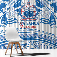 Toa Samoa Rugby Custom Window Curtain Uso aso uma Samoan Pattern White - Polynesian Pride