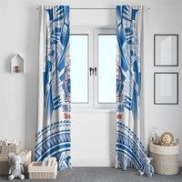 Toa Samoa Rugby Custom Window Curtain Uso aso uma Samoan Pattern White - Polynesian Pride