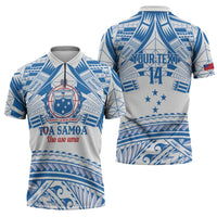 Toa Samoa Rugby Custom Zipper Polo Shirt Uso aso uma Samoan Pattern White - Polynesian Pride