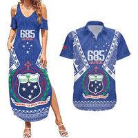 Personalised Samoa 685 Couples Matching Summer Maxi Dress and Hawaiian Shirt Samoan Pride Coat Of Arms - Polynesian Pride