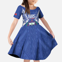 Personalised Samoa 685 Kid Short Sleeve Dress Samoan Pride Coat Of Arms - Polynesian Pride