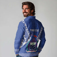 Personalised Samoa 685 Long Sleeve Polo Shirt Samoan Pride Coat Of Arms LT14 - Polynesian Pride