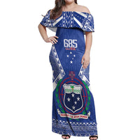 Personalised Samoa 685 Off Shoulder Maxi Dress Samoan Pride Coat Of Arms - Polynesian Pride