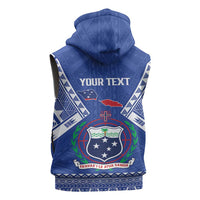 Personalised Samoa 685 Sleeveless Zip Hoodie Samoan Pride Coat Of Arms LT14 - Polynesian Pride