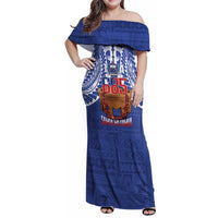 Toa Samoa Rugby Family Matching Off Shoulder Maxi Dress and Hawaiian Shirt 685 Pride Tanoa Ula Fala - Polynesian Pride