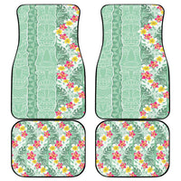 Menthol Green Aloha Hawaii Tiki Car Mats Tropical Plumeria - Seamless Style