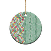 Menthol Green Aloha Hawaii Tiki Ceramic Ornament Tropical Plumeria - Seamless Style