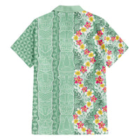 Menthol Green Aloha Hawaii Tiki Hawaiian Shirt Tropical Plumeria - Seamless Style