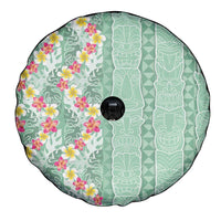 Menthol Green Aloha Hawaii Tiki Spare Tire Cover Tropical Plumeria - Seamless Style