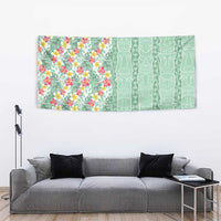 Menthol Green Aloha Hawaii Tiki Tapestry Tropical Plumeria - Seamless Style