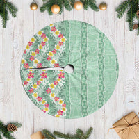 Menthol Green Aloha Hawaii Tiki Tree Skirt Tropical Plumeria - Seamless Style