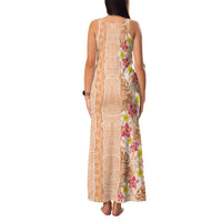 Orange Chiffon Aloha Hawaii Tiki Family Matching Tank Maxi Dress and Hawaiian Shirt Tropical Plumeria - Seamless Style