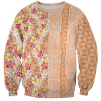 Orange Chiffon Aloha Hawaii Tiki Sweatshirt Tropical Plumeria - Seamless Style LT14 Unisex Orange - Polynesian Pride