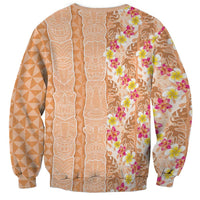Orange Chiffon Aloha Hawaii Tiki Sweatshirt Tropical Plumeria - Seamless Style LT14 - Polynesian Pride