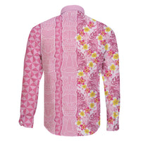 Pastel Magenta Aloha Hawaii Tiki Family Matching Puletasi and Hawaiian Shirt Tropical Plumeria - Seamless Style