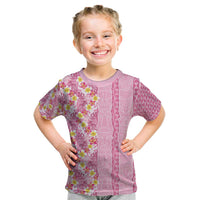 Pastel Magenta Aloha Hawaii Tiki Kid T Shirt Tropical Plumeria - Seamless Style