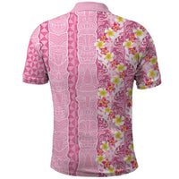 Pastel Magenta Aloha Hawaii Tiki Polo Shirt Tropical Plumeria - Seamless Style LT14 - Polynesian Pride