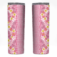 Pastel Magenta Aloha Hawaii Tiki Skinny Tumbler Tropical Plumeria - Seamless Style