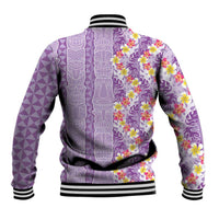 Lush Lilac Aloha Hawaii Tiki Baseball Jacket Tropical Plumeria - Seamless Style LT14 - Polynesian Pride