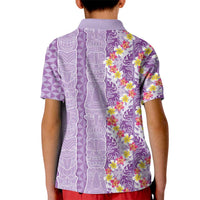 Lush Lilac Aloha Hawaii Tiki Kid Polo Shirt Tropical Plumeria - Seamless Style LT14 - Polynesian Pride