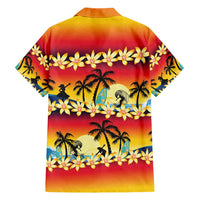 Tropical Islands Sunset Hawaii Family Matching Short Sleeve Bodycon Dress and Hawaiian Shirt Go Surfing With Hula Girl - Summer Vibes