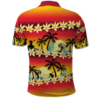 Tropical Islands Sunset Hawaii Polo Shirt Go Surfing With Hula Girl - Summer Vibes LT14 - Polynesian Pride