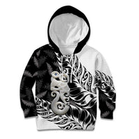 Aotearoa Manaia NZ Maori Silver Fern Kid Hoodie LT14 Hoodie Black - Polynesian Pride