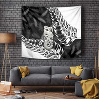 Aotearoa Manaia NZ Maori Silver Fern Tapestry LT14 Black - Polynesian Pride