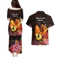 Gude Hi Hai Papua New Guinea Couples Matching Puletasi and Hawaiian Shirt Motuan PNG Raggiana Bird of Paradise Tropical Vibes LT14 - Polynesian Pride