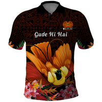 Gude Hi Hai Papua New Guinea Polo Shirt Motuan PNG Raggiana Bird of Paradise Tropical Vibes LT14 Black - Polynesian Pride