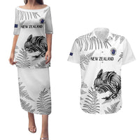Custom New Zealand Kiwi Football Couples Matching Puletasi and Hawaiian Shirt Aotearoa Silver Fern