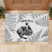 Custom New Zealand Kiwi Football Rubber Doormat Aotearoa Silver Fern LT14 White - Polynesian Pride