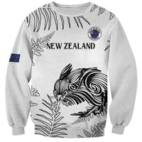 Custom New Zealand Kiwi Football Sweatshirt Aotearoa Silver Fern LT14 Unisex White - Polynesian Pride