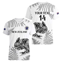 Custom New Zealand Kiwi Football Women V-Neck T-Shirt Aotearoa Silver Fern