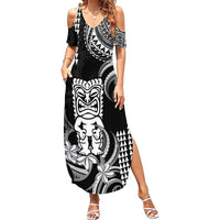 Hawaii Ku God Summer Maxi Dress Kakau Mix Polynesian Tattoo