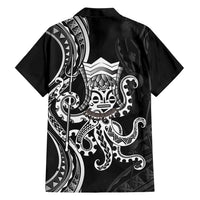Black Hawaii Kanaloa God Family Matching Short Sleeve Bodycon Dress and Hawaiian Shirt Hawaiian Octopus