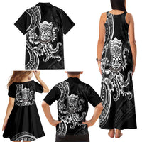 Black Hawaii Kanaloa God Family Matching Tank Maxi Dress and Hawaiian Shirt Hawaiian Octopus