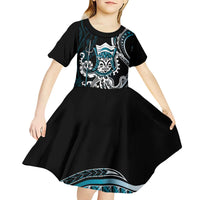 Turquoise Hawaii Kanaloa God Kid Short Sleeve Dress Hawaiian Octopus