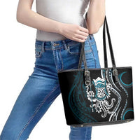 Turquoise Hawaii Kanaloa God Leather Tote Bag Hawaiian Octopus