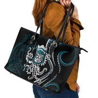 Turquoise Hawaii Kanaloa God Leather Tote Bag Hawaiian Octopus