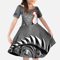 New Zealand ANZAC Day Family Matching Tank Maxi Dress and Hawaiian Shirt 25th April Silver Fern With Poppy