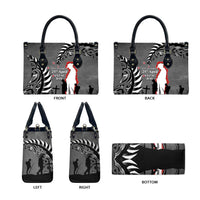 New Zealand ANZAC Day Leather Bag 25th April Silver Fern With Poppy - Polynesian Pride