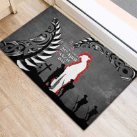 New Zealand ANZAC Day Rubber Doormat 25th April Silver Fern With Poppy LT14 - Polynesian Pride