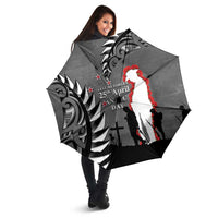 New Zealand ANZAC Day Umbrella 25th April Silver Fern With Poppy - Polynesian Pride