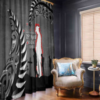 New Zealand ANZAC Day Window Curtain 25th April Silver Fern With Poppy