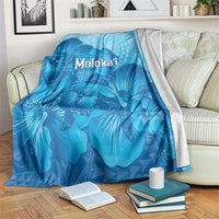 Aloha Hawaii Molokai Island Blanket Hibiscus Tribal Honu Hawaiian Tattoo LT14 Blue - Polynesian Pride