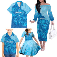 Aloha Hawaii Molokai Island Family Matching Off The Shoulder Long Sleeve Dress and Hawaiian Shirt Hibiscus Tribal Honu Hawaiian Tattoo