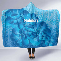 Aloha Hawaii Molokai Island Hooded Blanket Hibiscus Tribal Honu Hawaiian Tattoo LT14 One Size Blue - Polynesian Pride