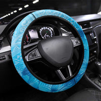 Aloha Hawaii Molokai Island Steering Wheel Cover Hibiscus Tribal Honu Hawaiian Tattoo LT14 Universal Fit Blue - Polynesian Pride