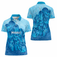 Aloha Hawaii Molokai Island Women Polo Shirt Hibiscus Tribal Honu Hawaiian Tattoo
